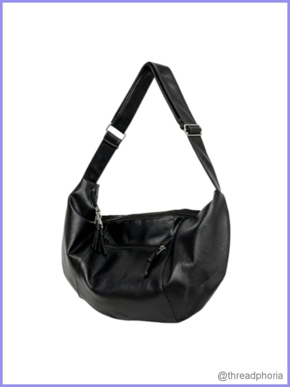 PU Leather Large Capacity Dumpling Crossbody Bag with Adjustable Strap